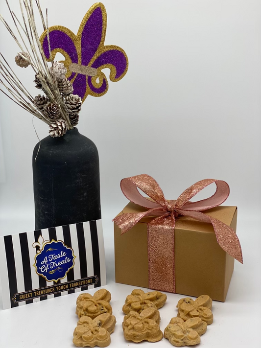 Nut Free Pralines Box with Rose Gold Ribbon